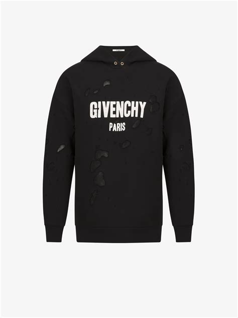 givenchy hoodie destroyed|givenchy paris sweatshirt destroyed.